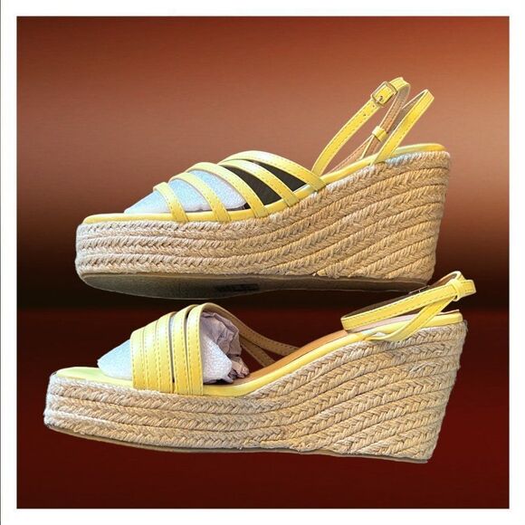 Chase & Chloe Cordelia Platform Wedge Espadrille Heels in Yellow - Sz. 10 - NWB! - Picture 5 of 10